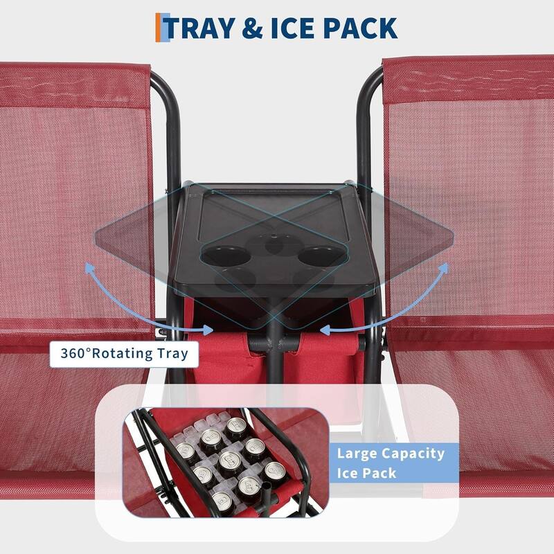 2 Person Porch Swing with Cup Holders with Adjustable Canopy for Backyard Balcony Poolside