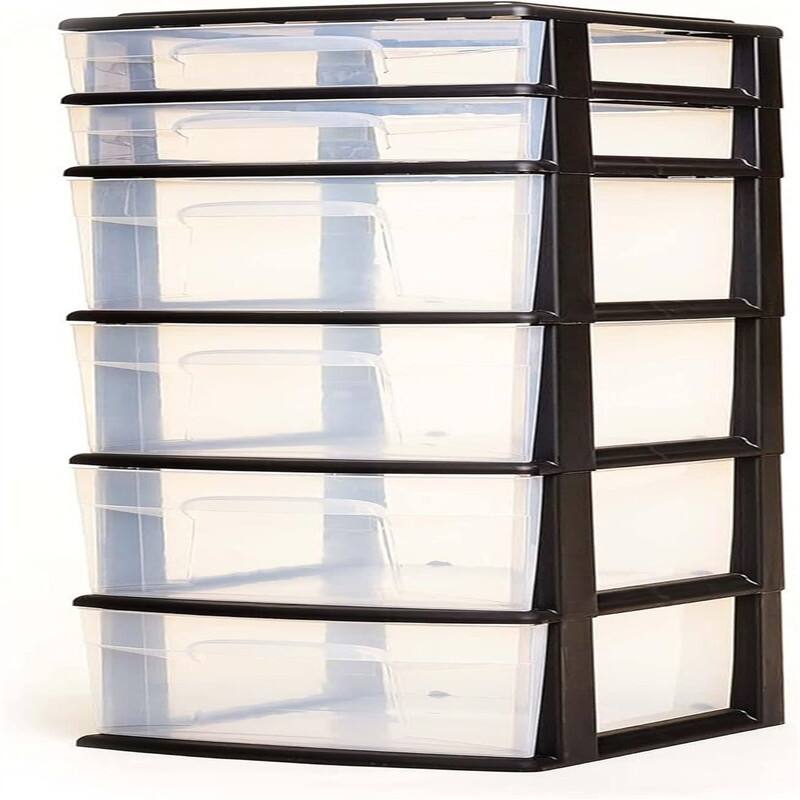 6-Drawer Plastic Home Office Bedroom - Black