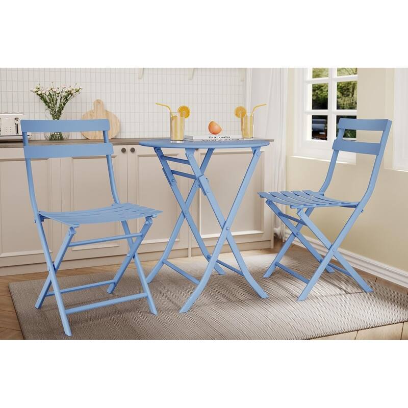 3-Piece Patio Bistro Set Folding Bistro Table and 2 Chairs