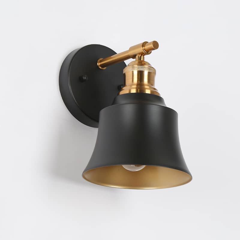 Bellee Modern Farmhouse 1-light Black Gold Wall Light Dimmable Metal Sconce
