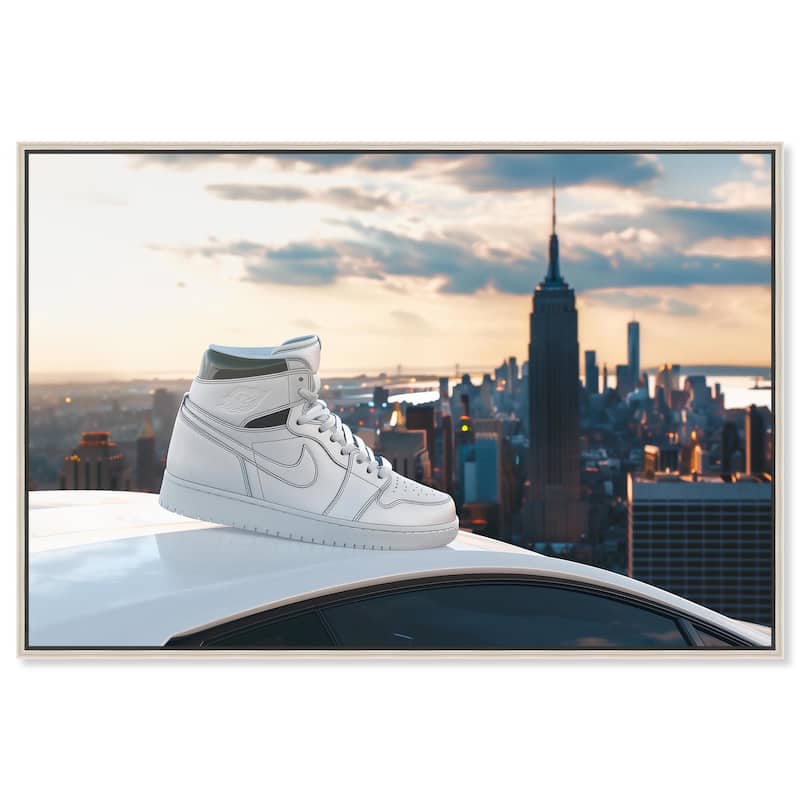 City Car and Sneakers Canvas by Art Remedy - Silver - 24" x 16"