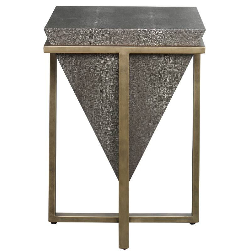Uttermost 25123 Bertrand 19" Wide Faux Leather Top Iron Side Table - Aged Gold