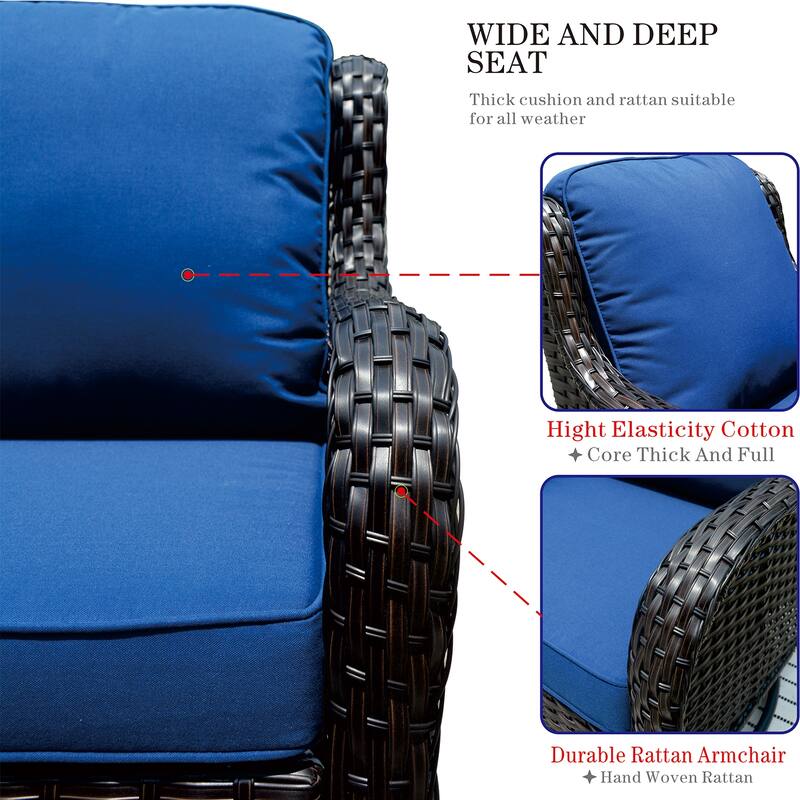 OVIOS 8-piece Rattan Wicker Patio Furniture Set Swivel Rocking Chair Set