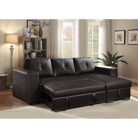 L-Shape Sectional Sofa with Sleeper in PU