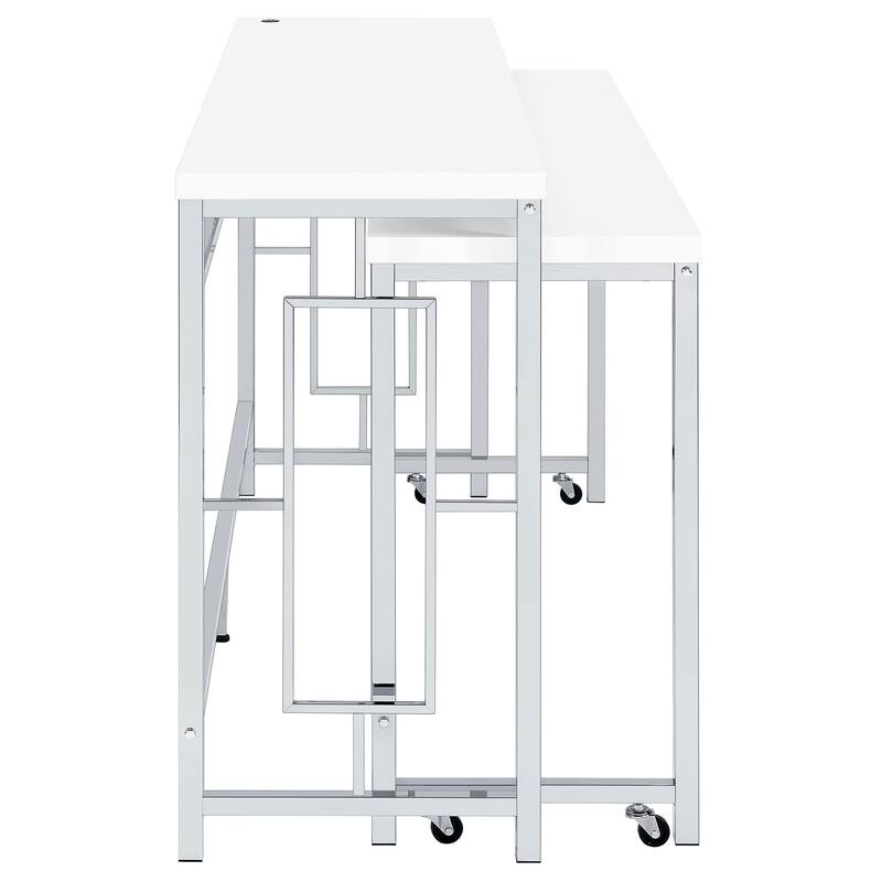 Laguna White 5-piece Counter Height Table with Pot Rack
