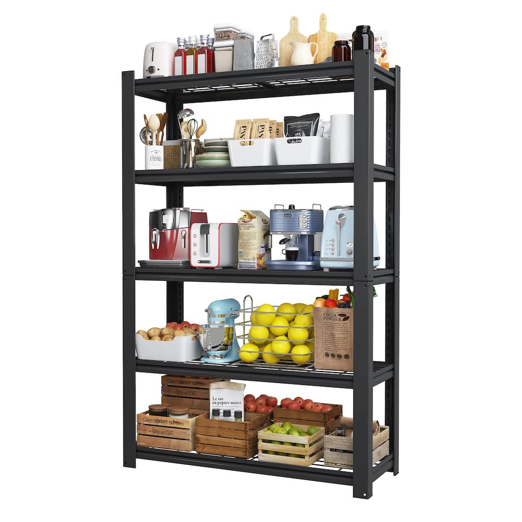 72"H 5-Tier Adjustable Heavy Duty Shelving Metal Mesh Storage Rack-Metal Shelf Organizer for Pantry, Garage, Kitchen