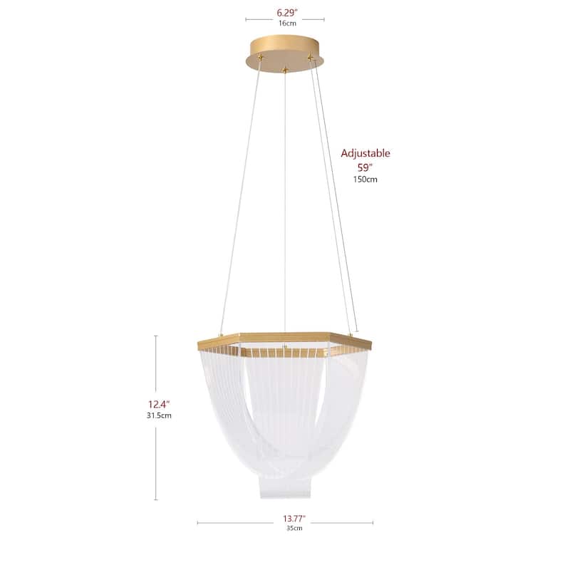 Modern Painted Gold LED Pendant Light with Acrylic Shade for Kitchen Island Dining Room