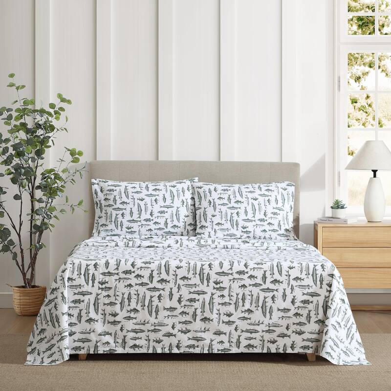 Eddie Bauer Printed Cotton Percale Deep Pocket Sheet Set