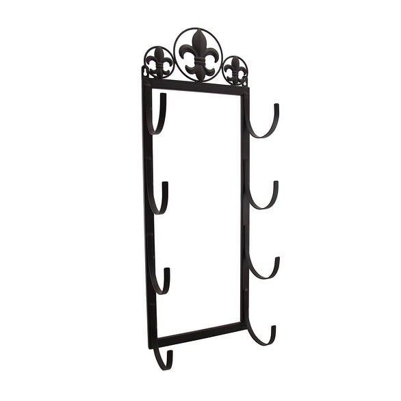 Brown Enamel Fleur de Lis 4 Position Rolled Towel / Wine Rack - 27 X 10 X 5 inches