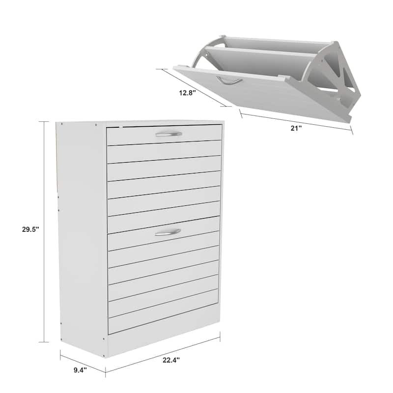 22.4"W Two Drawers Shoe Cabinet,Fold-out Drawer Shoe Organizer