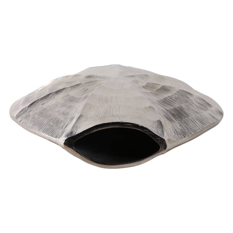 Metal Aluminum Vase Coastal Glam Scalloped Shell Pattern - 10" Silver