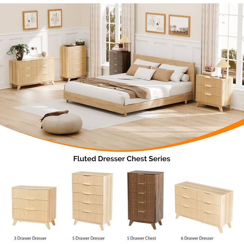 5 Drawer Grille Dresser Walnut Tone P2 Particleboard Density Board 23.7x15.6x44.9 inches
