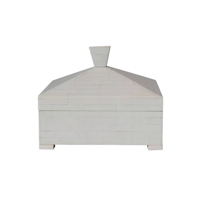 Decorative Storage Box with Pyramid Lid and Knob - 8.0"L x 8.0"W x 6.5"H - Ivory - 8.0"L x 8.0"W x 6.5"H