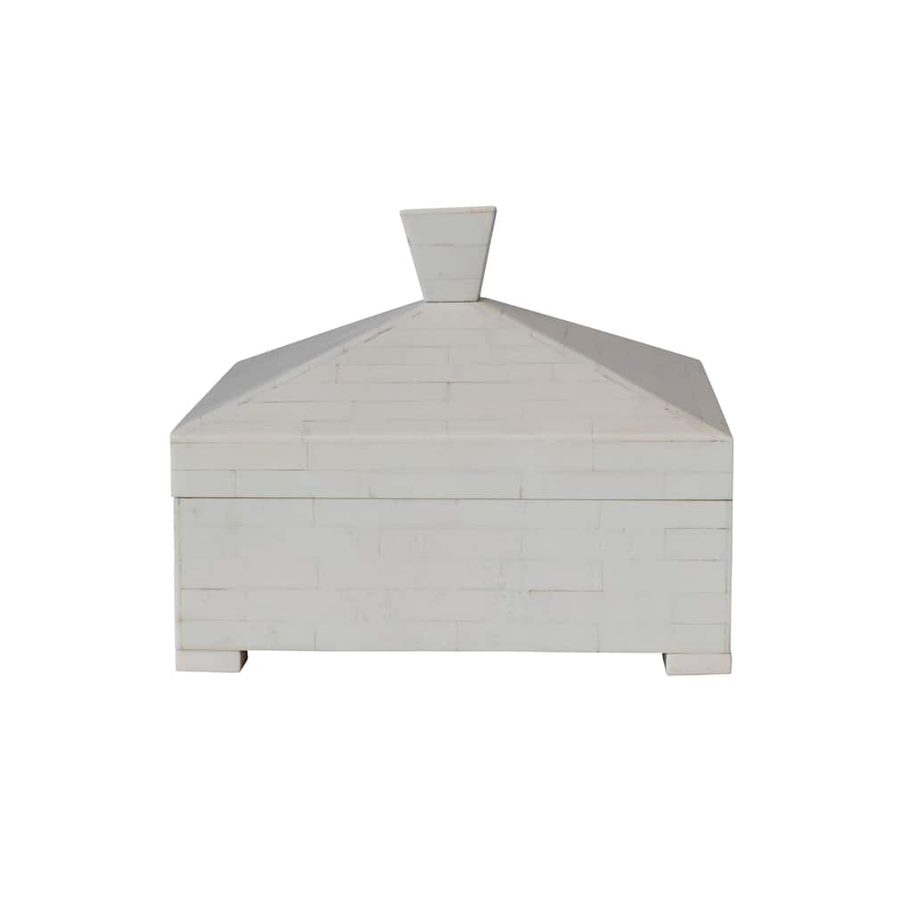 Decorative Storage Box with Pyramid Lid and Knob - 8.0"L x 8.0"W x 6.5"H