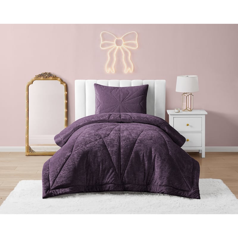 Gabriel Geometric Quilted Comforter Set - Purple - Twin - 2 Piece