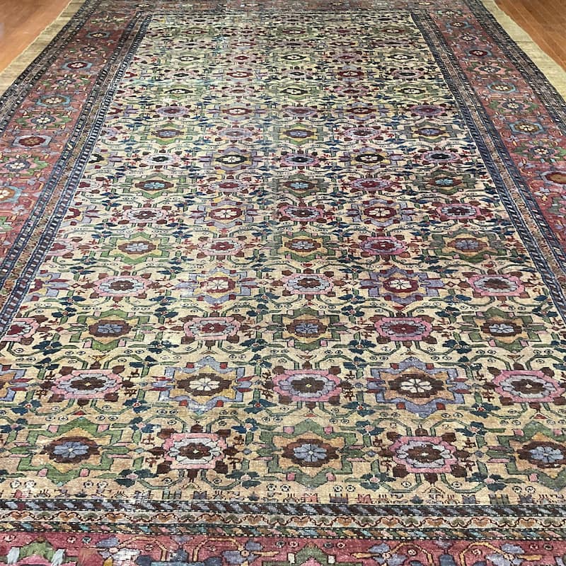 HERAT ORIENTAL Handmade 1880's Antique Meshkabad Wool Rug - 11'6" x 17'6"