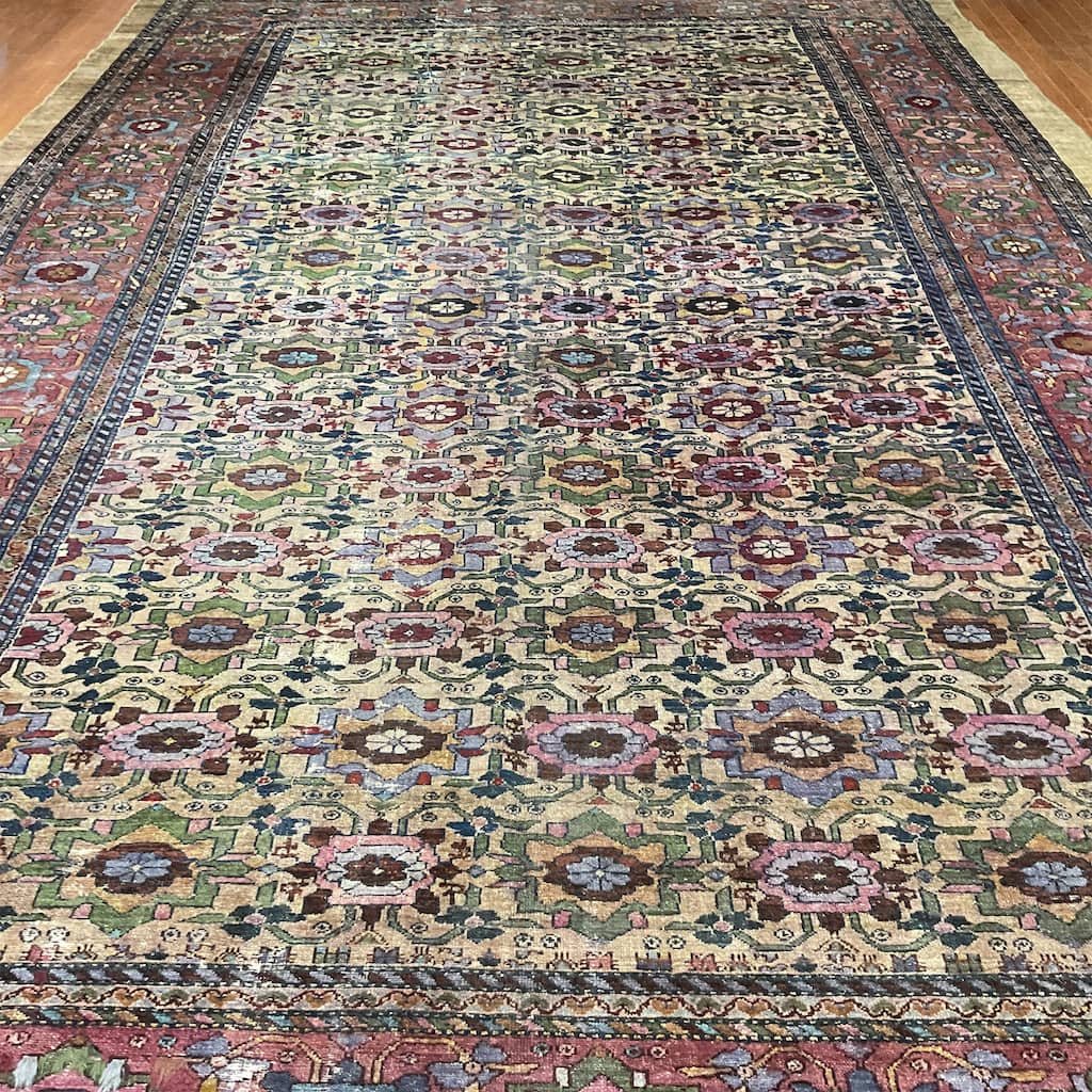 HERAT ORIENTAL Handmade 1880's Antique Meshkabad Wool Rug - 11'6" x 17'6"
