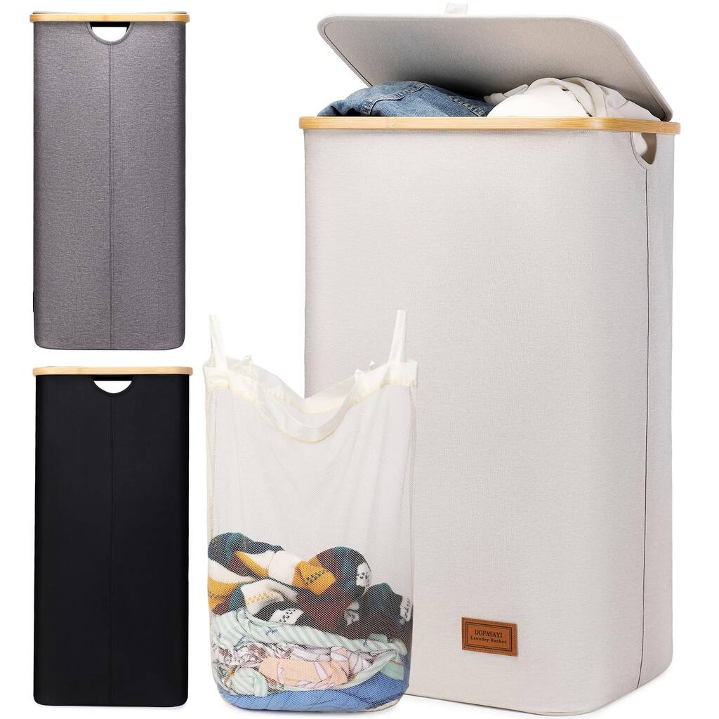 Laundry Basket Hamper With Lid - 120L Dirty Clothes Hamper With Removable Bag,Tall Laundry Bin,Bathroom, Dorm, Large Hamper