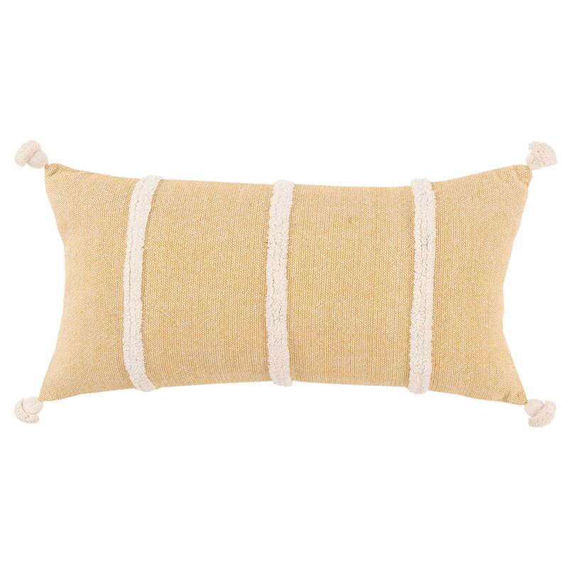 Rizzy Home Striped Throw Pillow with Tassels - Polyester - Yellow