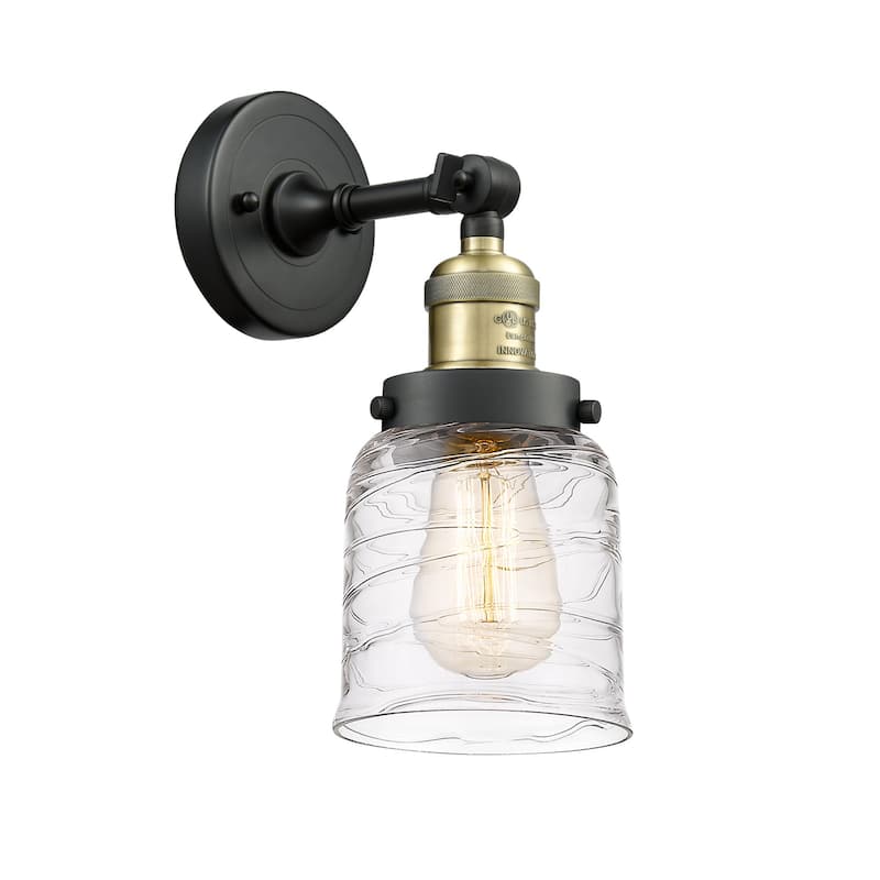 Innovations Lighting 203-10-5 Bell Sconce Bell 10" Tall Wall Sconce - Black Antique Brass / Deco Swirl