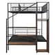 preview thumbnail 15 of 15, Twin Over Full Metal Bunk Bed with Wire Shelving and Lateral Storage Ladder and Wardrobe