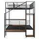 preview thumbnail 14 of 16, Twin over Full Metal Bunk Bed with Wire Shelving & Lateral Storage Ladder and Wardrobe, White