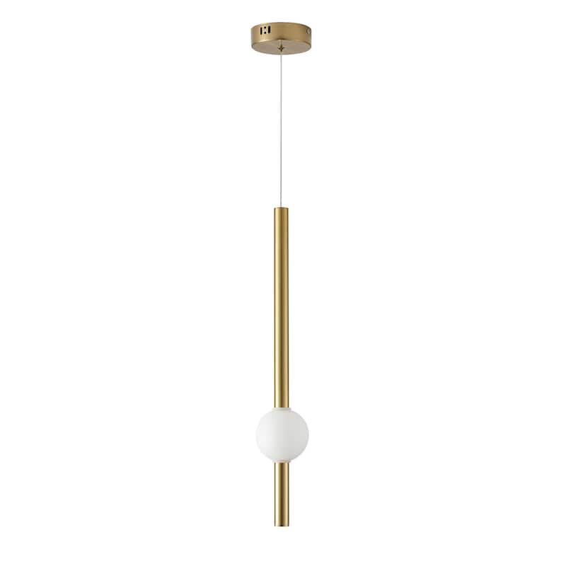 1-Light Gold LED Pendant With A White Acrylic Shade