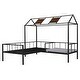 preview thumbnail 7 of 7, Twin Size Sturdy Metal Frame Playhousebed with Seating Area,Easy Sssemble,Exclusive Space for Them During the Playtime.