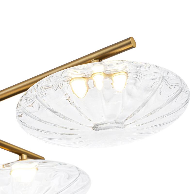 4-Light Oval Striped Glass Dimmable LED Linear Flush Mount - 28.0 in