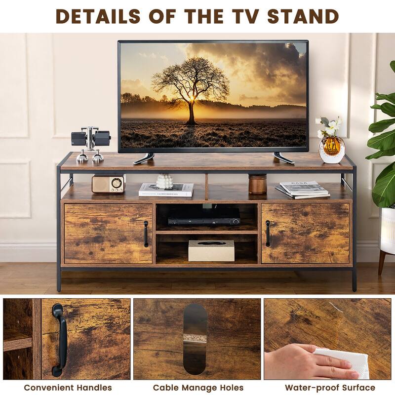 Gymax Industrial TV Stand for TVs up to 65'' Media Center w/ Cabinets