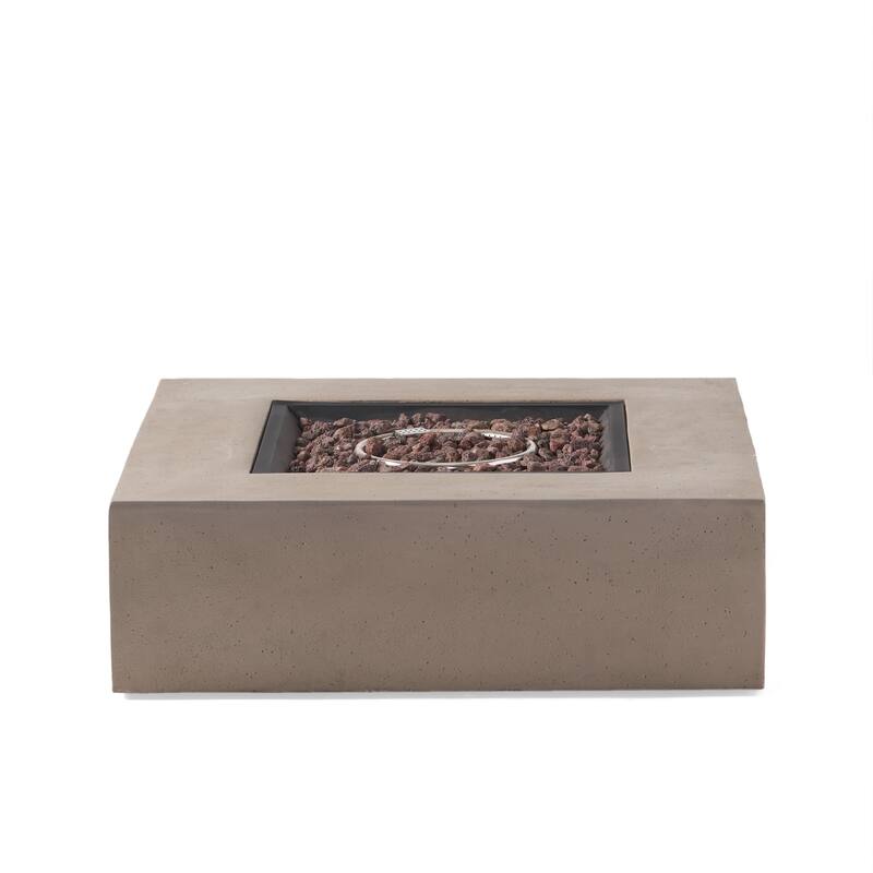 Aidan Outdoor 50,000 BTU Lightweight Concrete Square Fire Pit (No Tank Holder) by Christopher Knight Home