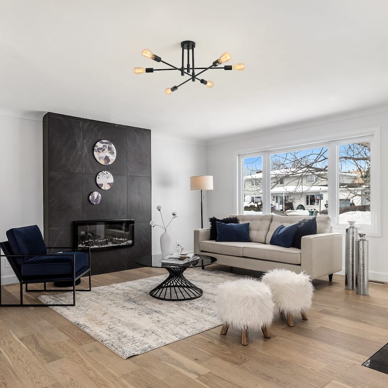 6-Light Modern Semi Flush Ceiling Lights for Bedroom Study Living Room