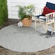 SAFAVIEH Courtyard Carolann Indoor/ Outdoor Waterproof Patio Backyard Rug - 7'1 x 7'1 Round - Grey/Navy