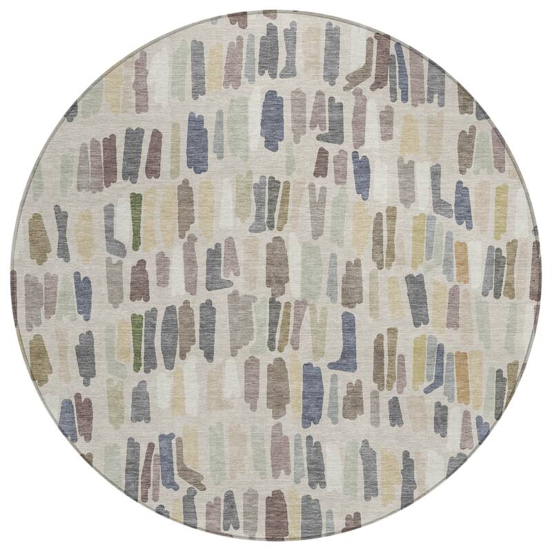 Machine Washable Indoor/ Outdoor Modern Mosaic Chantille Rug