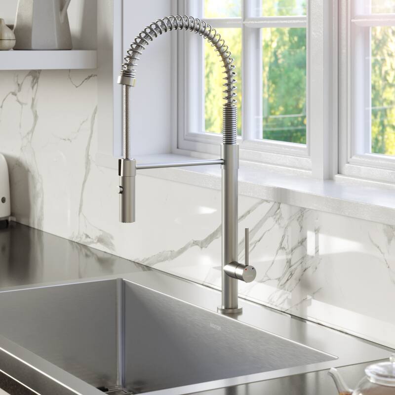 Karran Bluffton Single-Handle Pull-Down Sprayer Kitchen Faucet with Matching Soap Dispenser