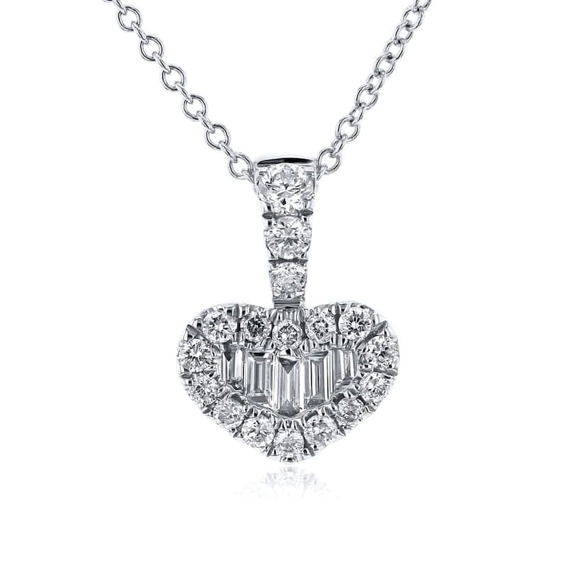 Kobelli 0.3 Carat Natural Diamond 14k Solid Gold Multi-stone Heart Shape 16" Lyra Necklace - White