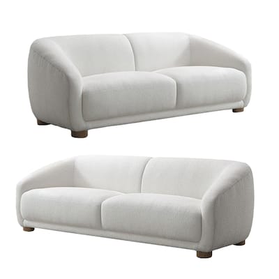 Oliver 2pc Sofa and Loveseat Set, Round Sloped Arms, Soft White Boucle