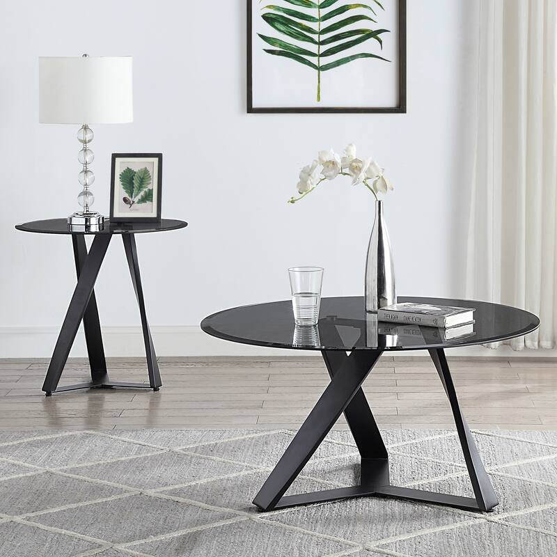 Scort Contemporary Grey 24-inch Glass Top Side Table by Furniture of America