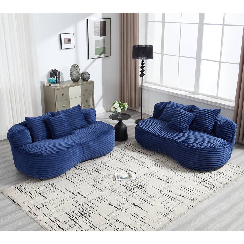 Corduroy Bean Bag Chair, Foam-Filled Lazy Floor Sofa with 3 Pillows, Soft Upholstered Lounge Chair for Adults & Teens