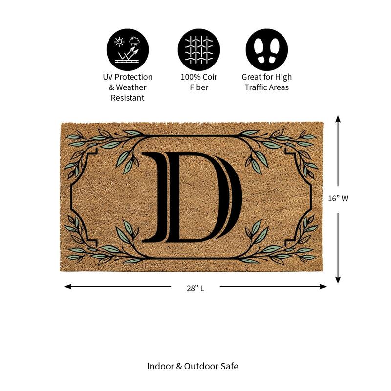 28 in. x 16 in. Monogram Coir Mat, Letter "D"