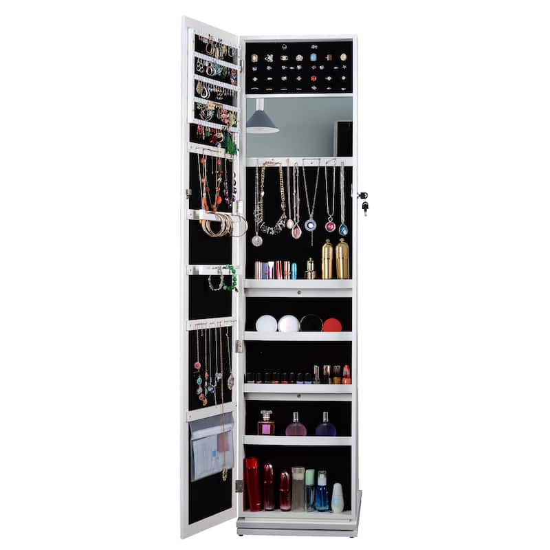 Full Length Mirror 360° Swivel Jewelry Cabinet