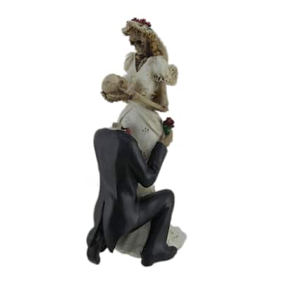 Skeleton Bride And Groom Wedding Couple Statue - 11.5 X 5.5 X 4.5 inches