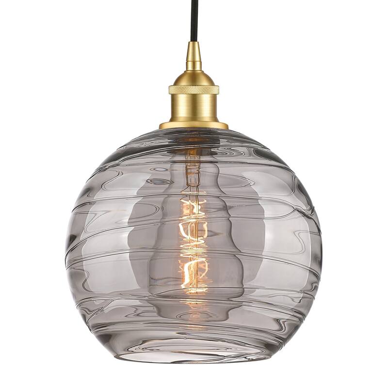 Innovations Lighting 616-1P 12 10 Athens Deco Swirl Pendant Athens - Satin Gold / Light Smoke Deco Swirl