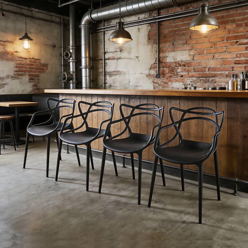 Set of 4 Plastic Dining Chairs