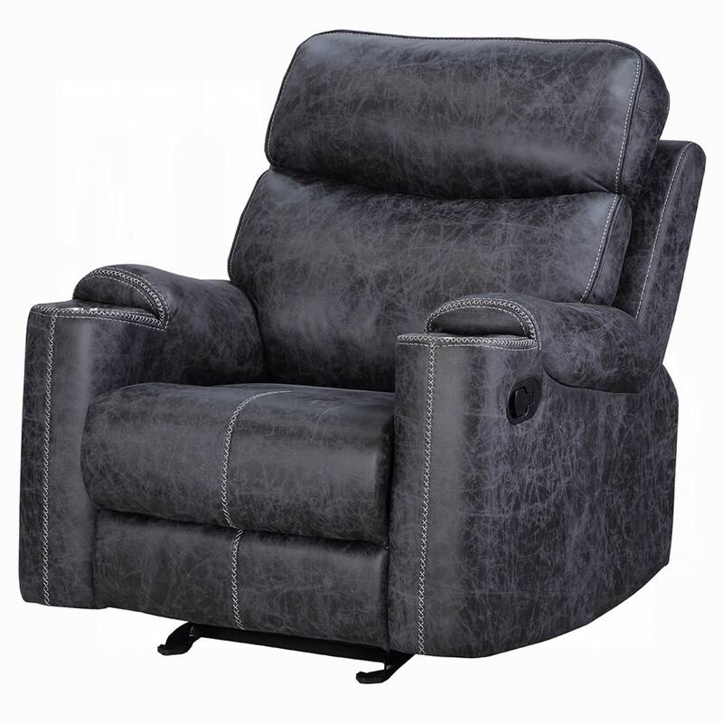 Hori Manual Recliner Chair, Dark Gray Microfiber, Cupholder Armrests
