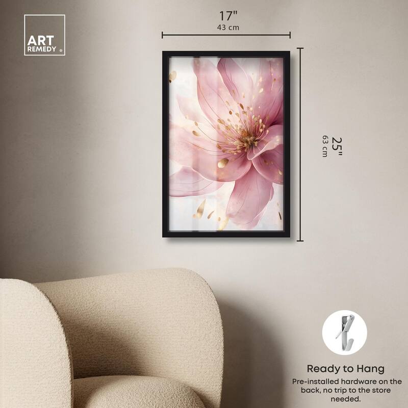 Pink and Gold Bloom Shadowbox by Art Remedy