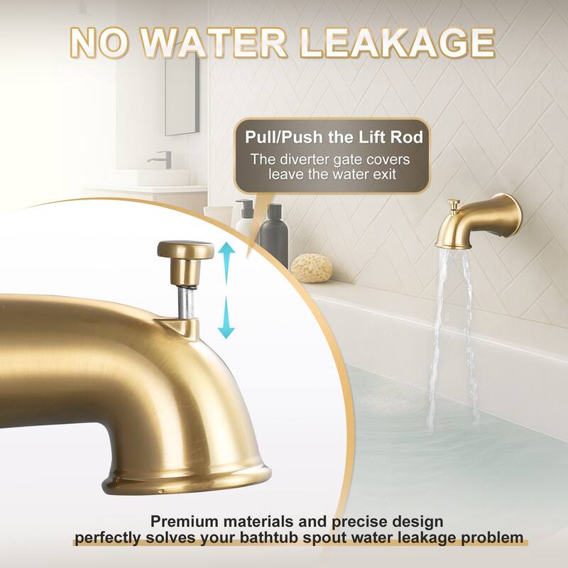 WOWOW Modern Style Bathtub Spout with Integrated Diverter