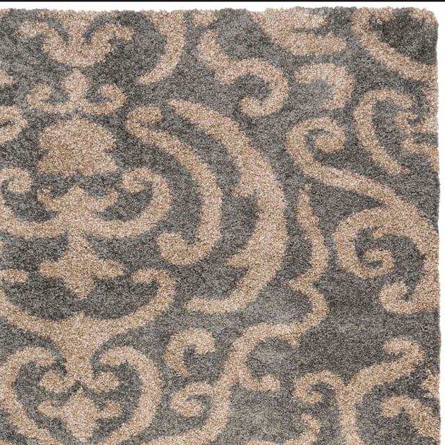 SAFAVIEH Florida Shag Honey Ornate Damask 1.2-inch Thick Rug