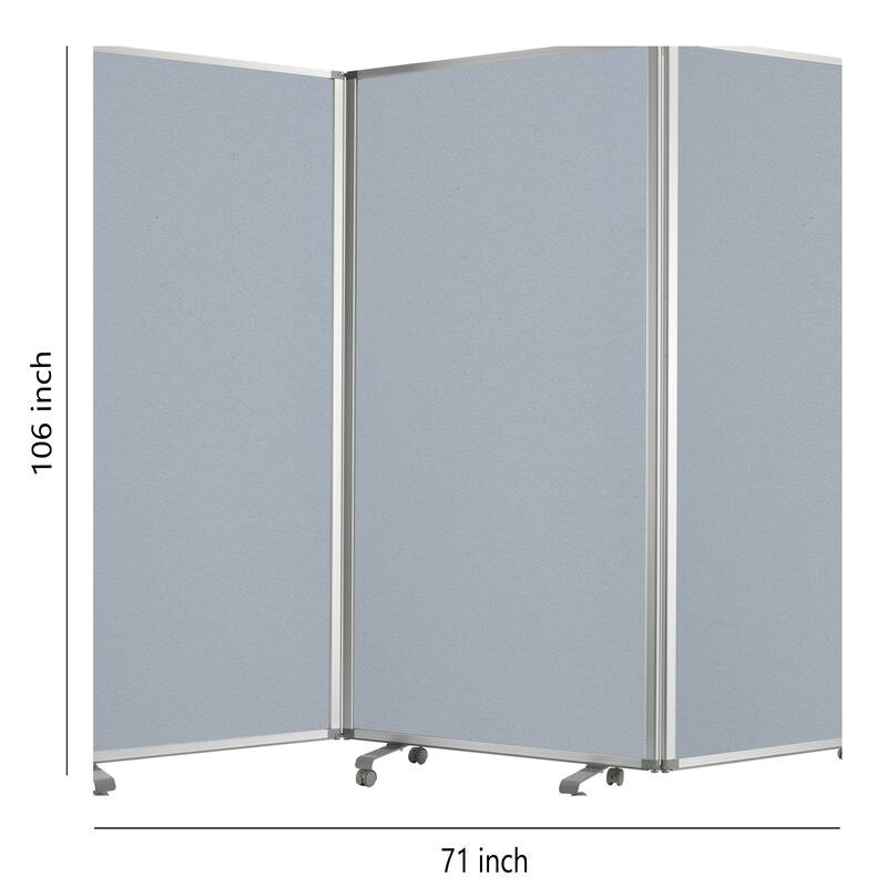 Accordion Style Fabric Upholstered 3 Panel Room Divider, Gray
