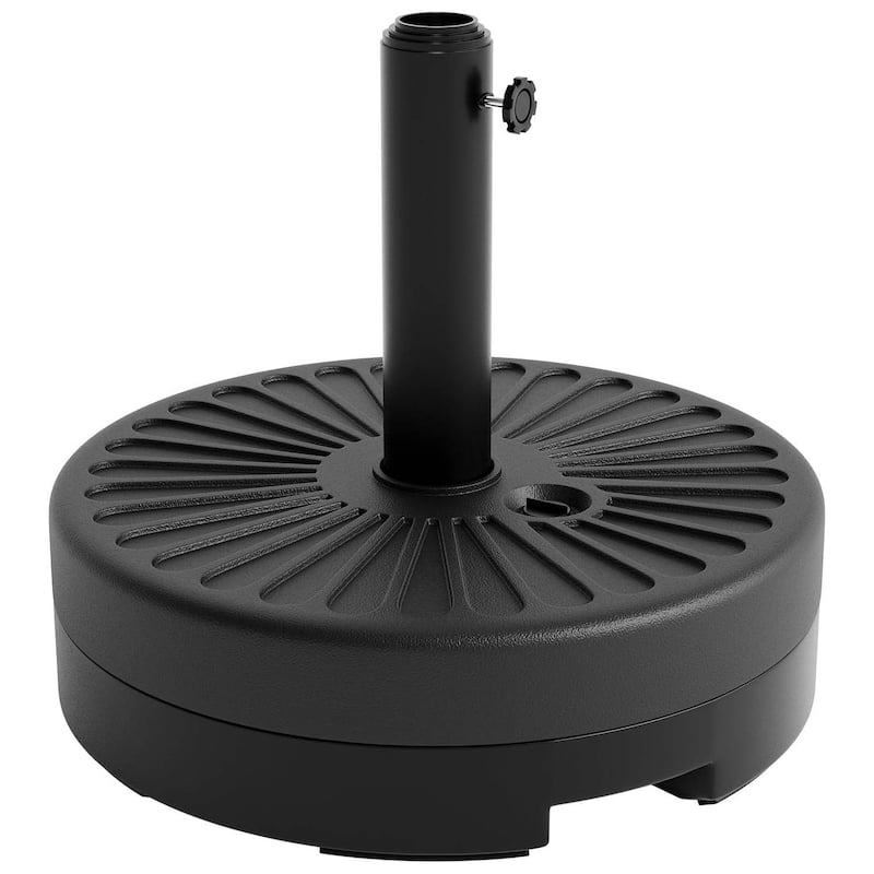 20" Patio Umbrella Base, Fillable Umbrella Stand Fits 1.5" to 2.1" Poles for 7.5-11FT Umbrellas, Outdoor Deck Poolside - Black